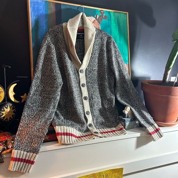 Bluenotes Cabin Sock Style Cardigan Unisex Size Large Cardigan Gray Pockets - Picture 2 of 15